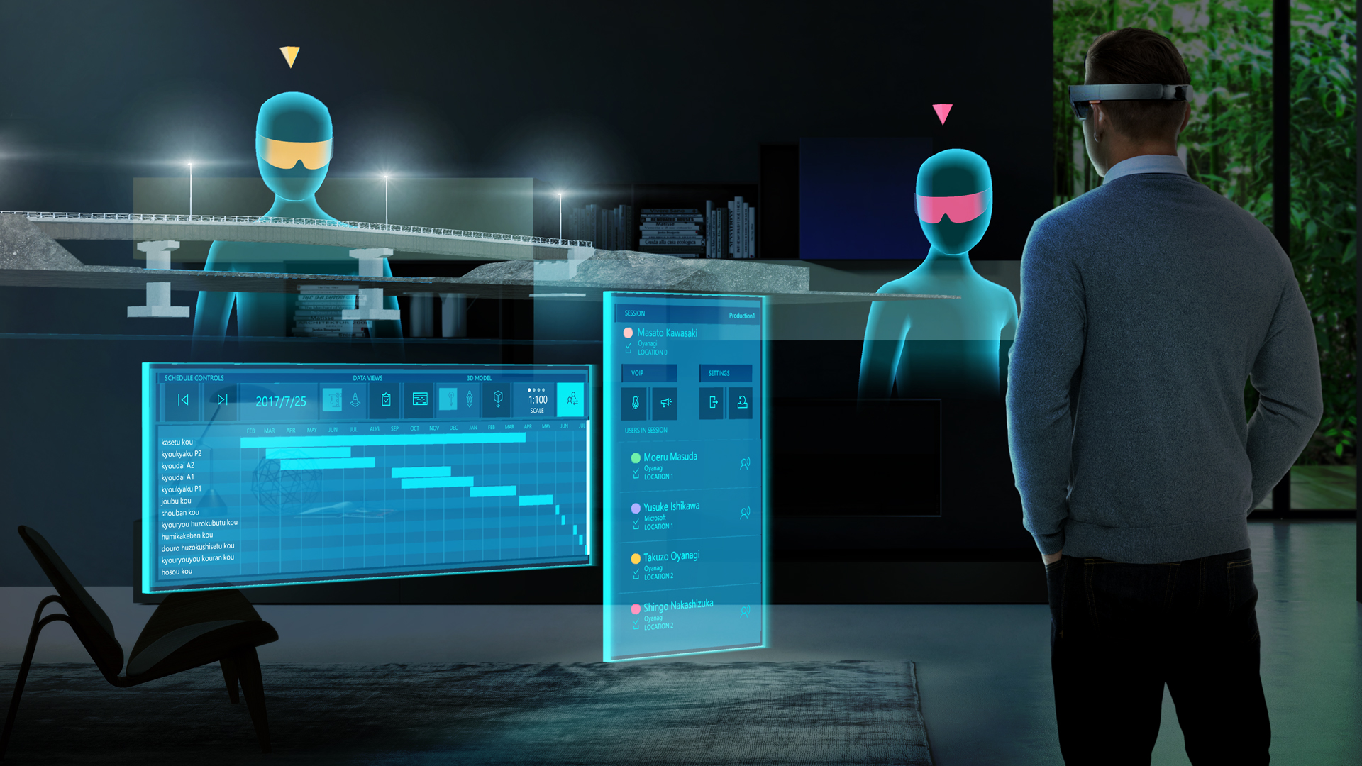 Remote planning and coordination prototype developed with Oyanagi Construction, enabling distributed teams to collaborate around shared project context.